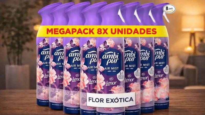 Pack de 8 ambientadores en spray Ambi Pur Flor Exótica de 185 ml
