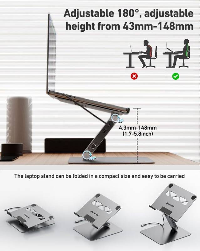 Soporte para portátil BENFEI con docking station USB-C integrada