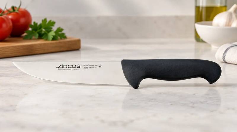 Cuchillo santoku Arcos Serie 2900 NITRUM de 180 mm con hoja alveolada