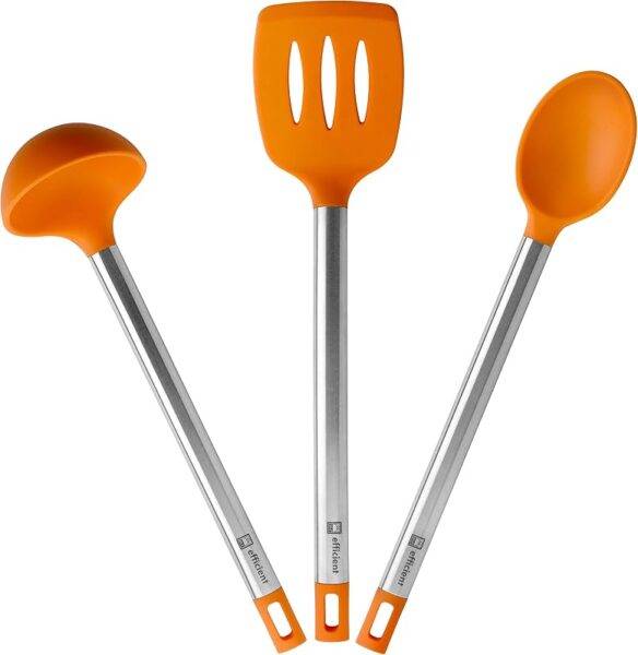 Set de 3 utensilios de cocina BRA Efficient de silicona y acero