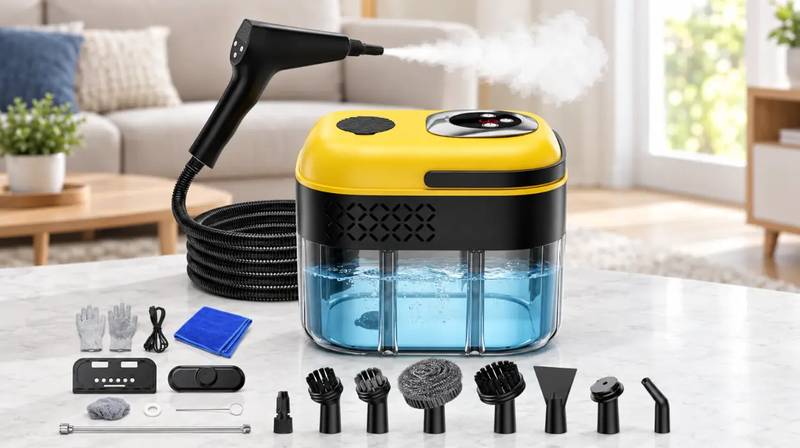 Vaporeta de mano de 1700 ml con 16 accesorios