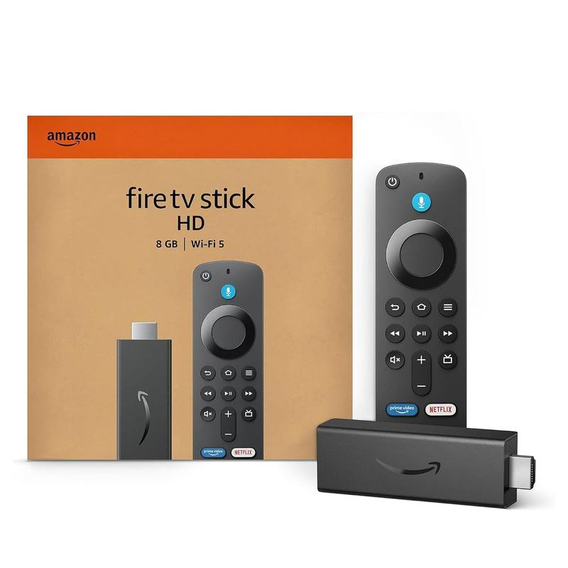 Fire TV Stick HD con mando por voz Alexa, caja y dispositivo