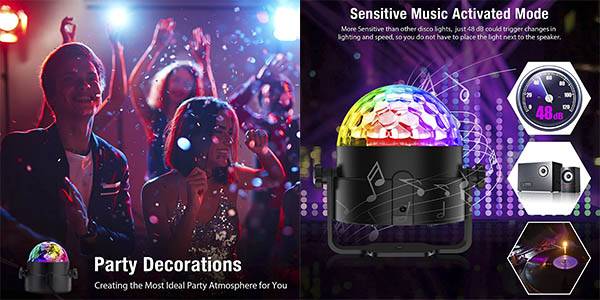 Bola discoteca LED RGB giratoria con mando a distancia