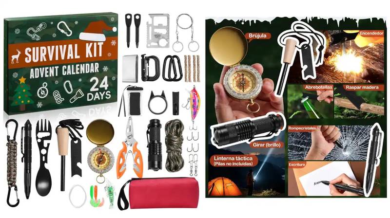 Calendario de Adviento Survival Kit con 31 piezas de supervivencia