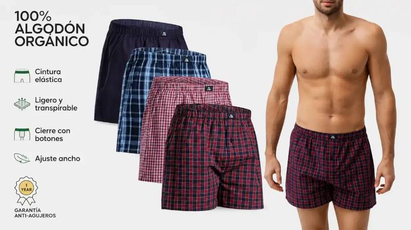 Pack de 4 bóxers Danish Endurance de algodón orgánico para hombre