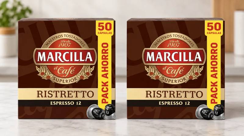 Pack de 2×50 cápsulas Marcilla Ristretto compatibles con Nespresso