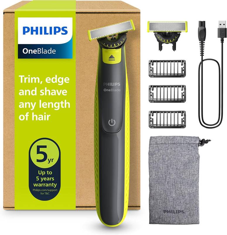 Recortadora Philips OneBlade 360 con 2 cuchillas y 3 peines