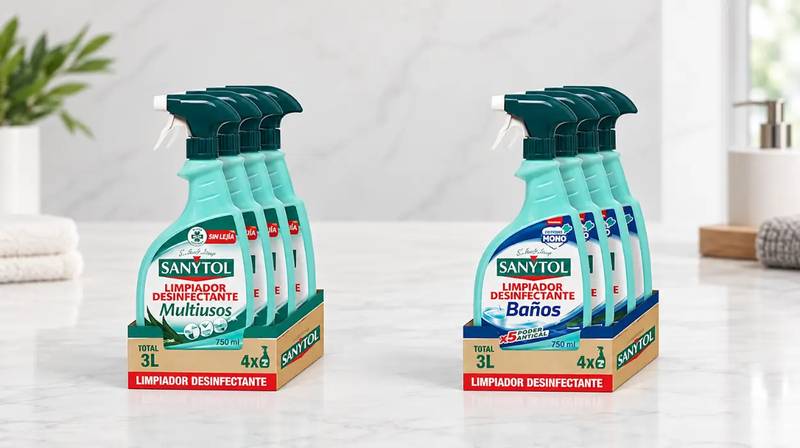 Pack de 8 limpiadores Sanytol Baños y Multiusos de 750 ml