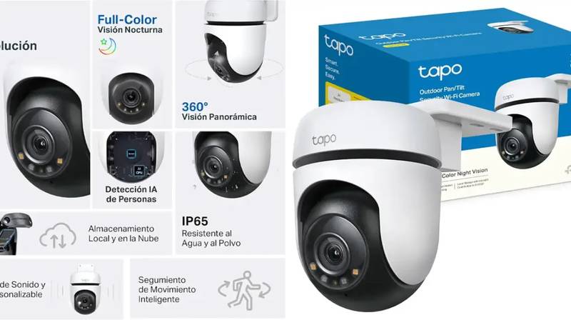 Cámara de vigilancia exterior Tapo C510W con giro de 360 grados