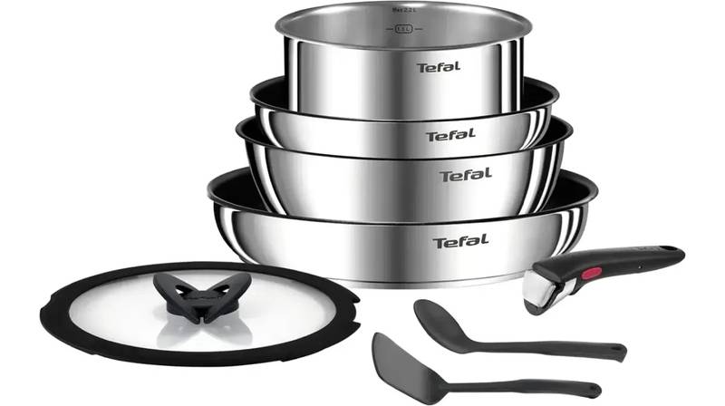 Set de sartenes y cazos Tefal Ingenio Emotion de acero inoxidable con mango extraíble
