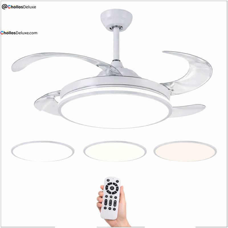 Ventilador de techo LED con aspas retráctiles y mando a distancia
