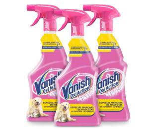 Pack de 3 sprays quitamanchas Vanish Oxi Action especial mascotas de 750 ml