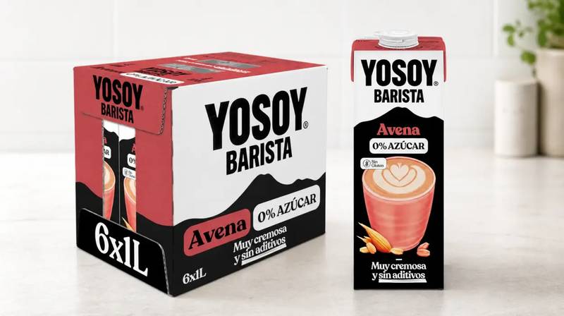 Pack de 6 briks de 1 litro de bebida de avena Yosoy Barista sin azúcares